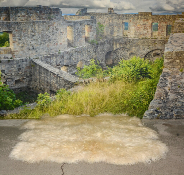 Island-Fellteppich Wollweiß XXL (180x200cm) – 15-20cm Langhaar